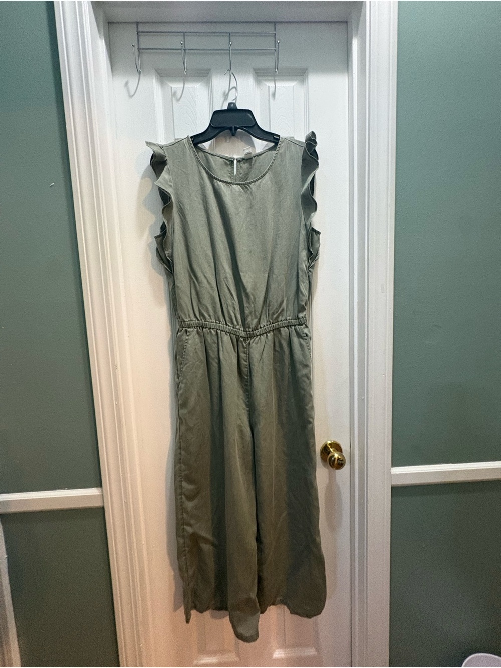 Old Navy Olive Green Ruffle Sleeve Jumpsuit